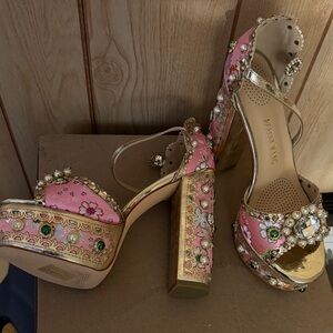 (Replica of Dolce & Gabbana) Azalea Wang Pink and Gold Embellished Heels